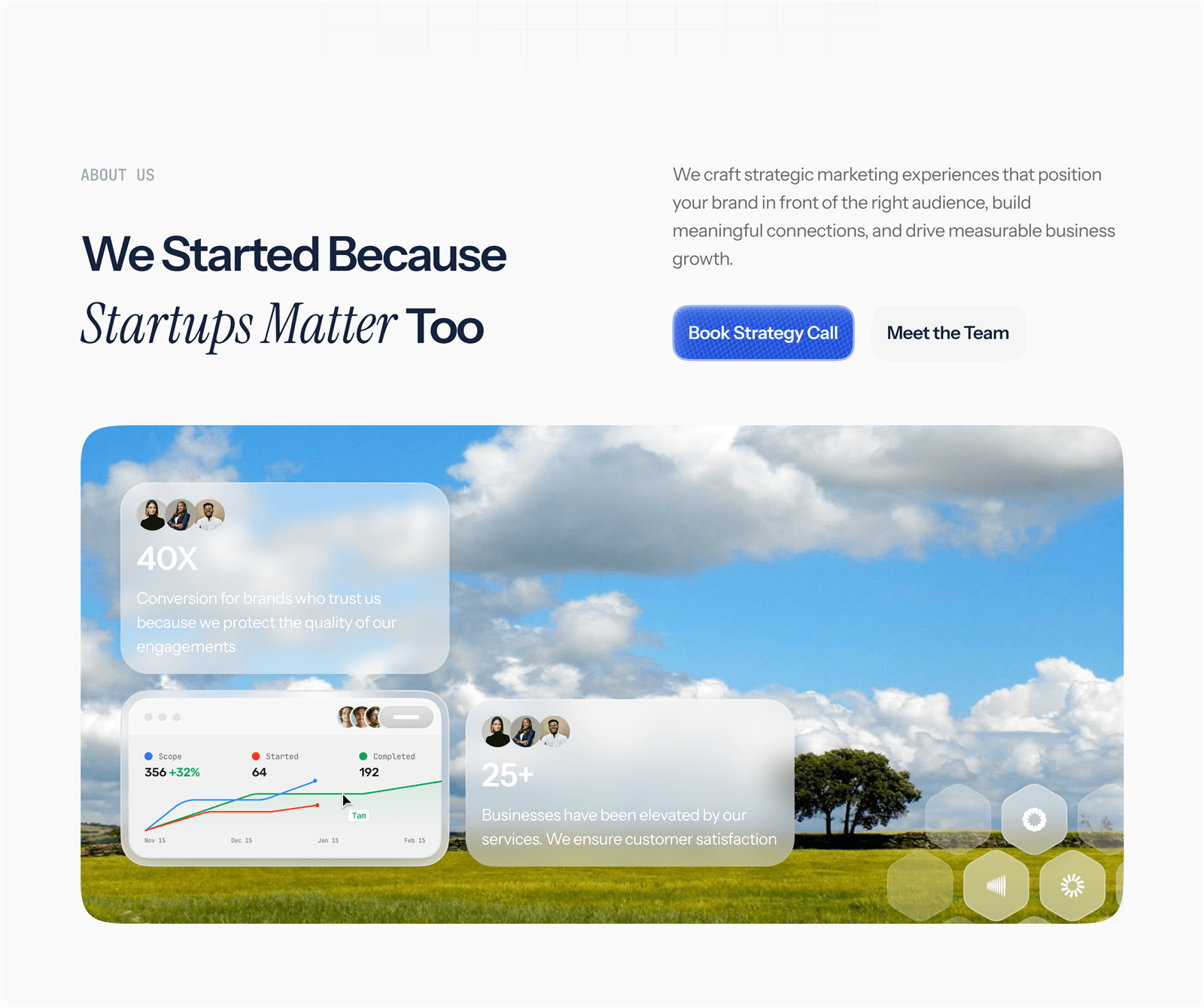 Agence Velda marketing agency template shown on a landing page layout